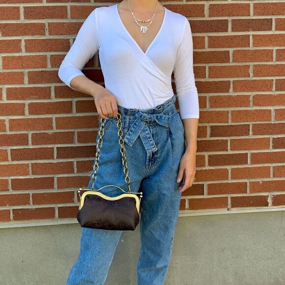 Handmade Genuine Embossed Leather Kisslock Clutch/Shoulder bag/Crossbody - Picture 10 of 14